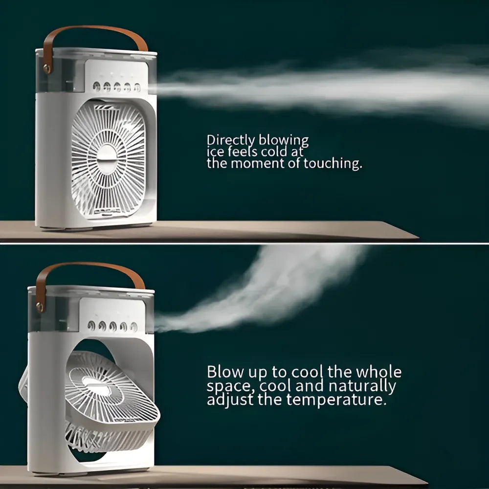 Ventilador con humificador Aire frio con luz led