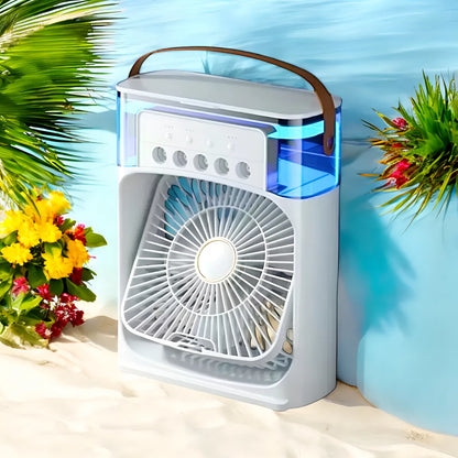 Ventilador con humificador Aire frio con luz led