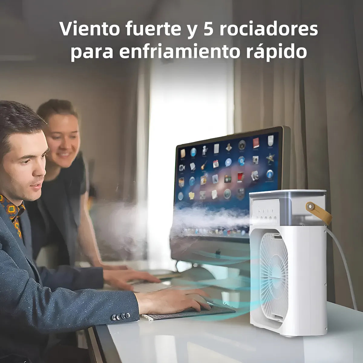 Ventilador con humificador Aire frio con luz led